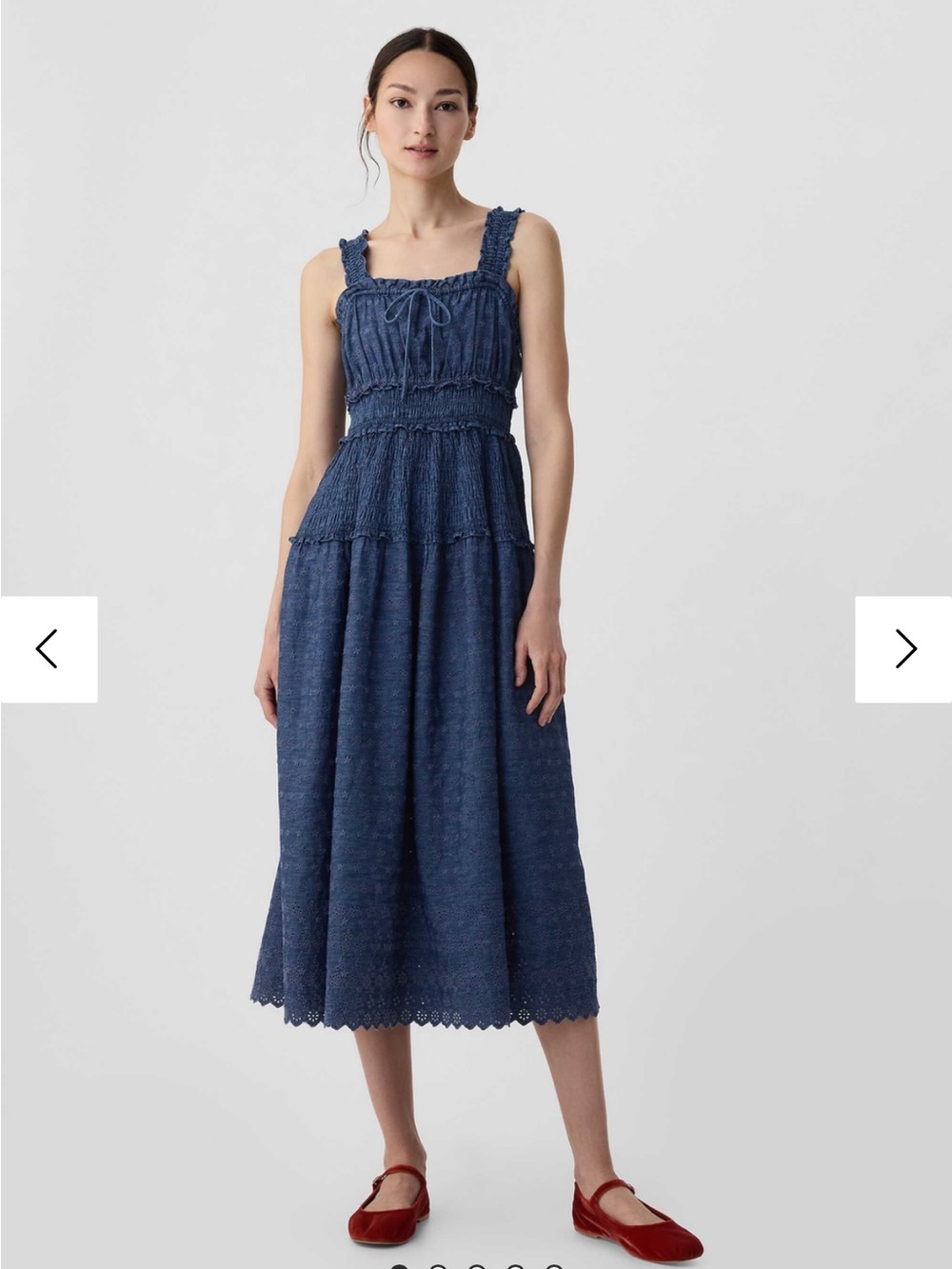 Gap X Doen Eyelet Midi Dress In Medium Indigo